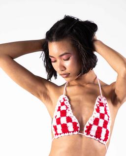 Crochicx checkered bikini top red